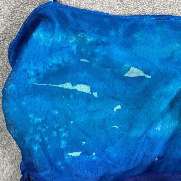 Superdown Lissie Ruched Cami Tank Top Size Small Blue Mesh Spaghetti Strap Fairy - Picture 3 of 10